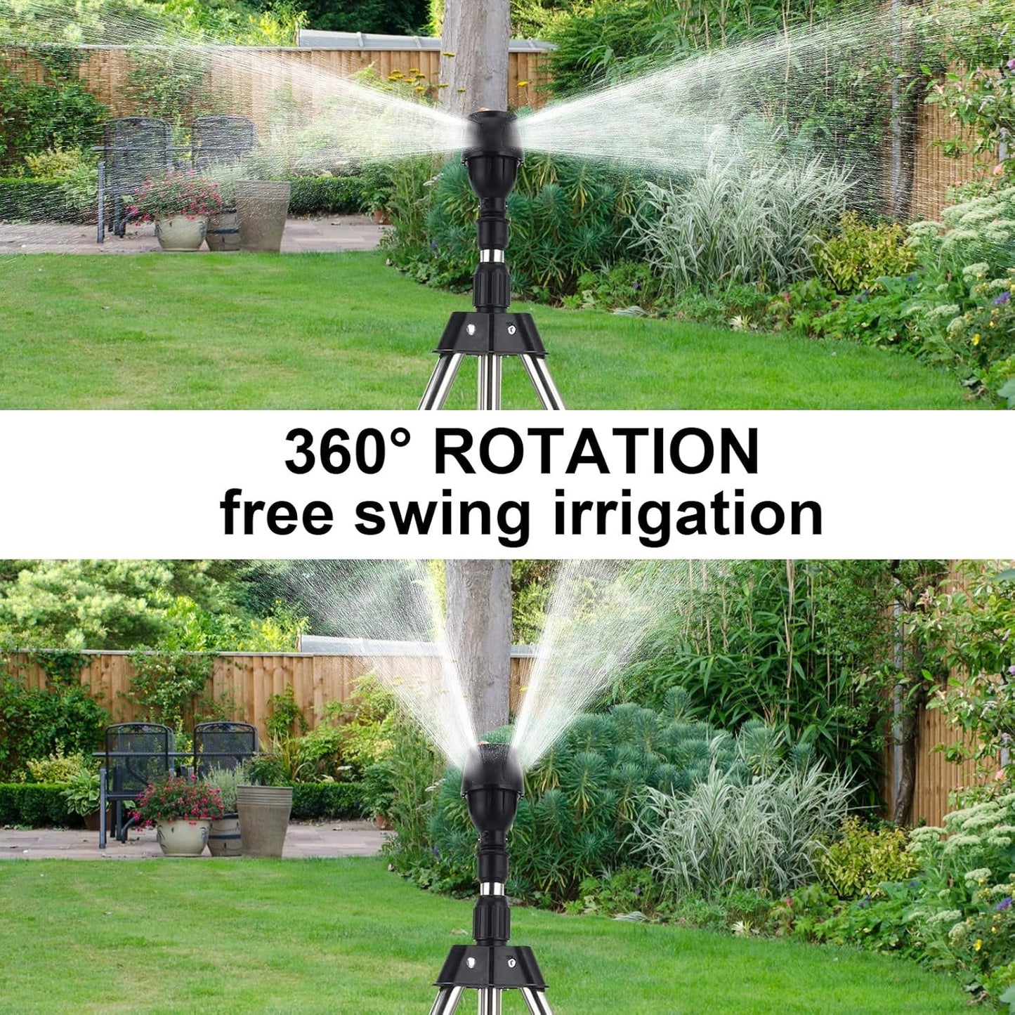 Garden Watering Tripod Sprayer Sprinkler, Heavy Duty Impact Lawn Sprinkler with Telescoping Metal Stand, Large Area Coverage Watering System for Yard and Agriculture