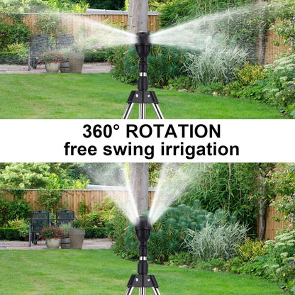 Garden Watering Tripod Sprayer Sprinkler, Heavy Duty Impact Lawn Sprinkler with Telescoping Metal Stand, Large Area Coverage Watering System for Yard and Agriculture