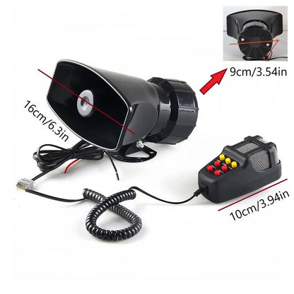 12V 80W Car Warning Horn PA Speaker System, 7 Tone Vehicle Security Alert Amplifier