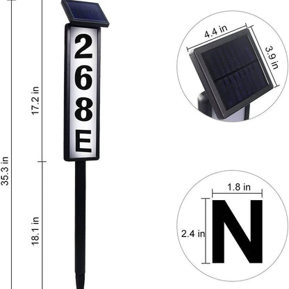 Solar Powered Address Stake LED, Wireless Lighted House Number Sign Customizable Outdoor