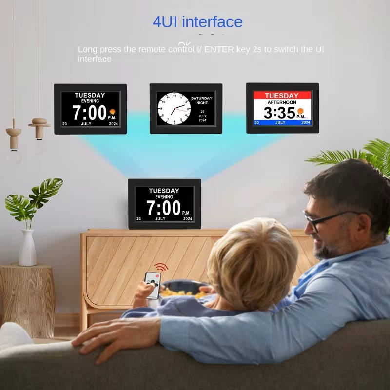 8 Inch Dementia Clock for Seniors, Large Display Digital Clock with Date, Time and Day, 10 Reminders, 6 Alarms, Auto Dimming, Remote Control
