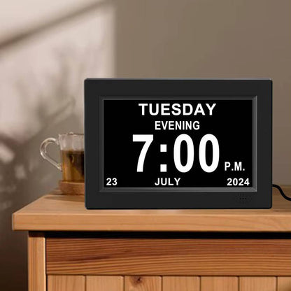 8 Inch Dementia Clock for Seniors, Large Display Digital Clock with Date, Time and Day, 10 Reminders, 6 Alarms, Auto Dimming, Remote Control