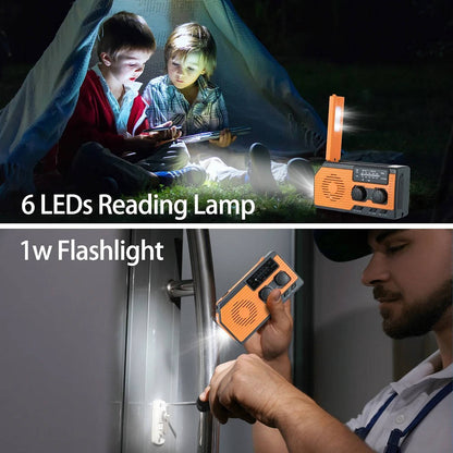 Emergency Radio with Solar Panel and Hand Crank, 5000mAh Power Bank