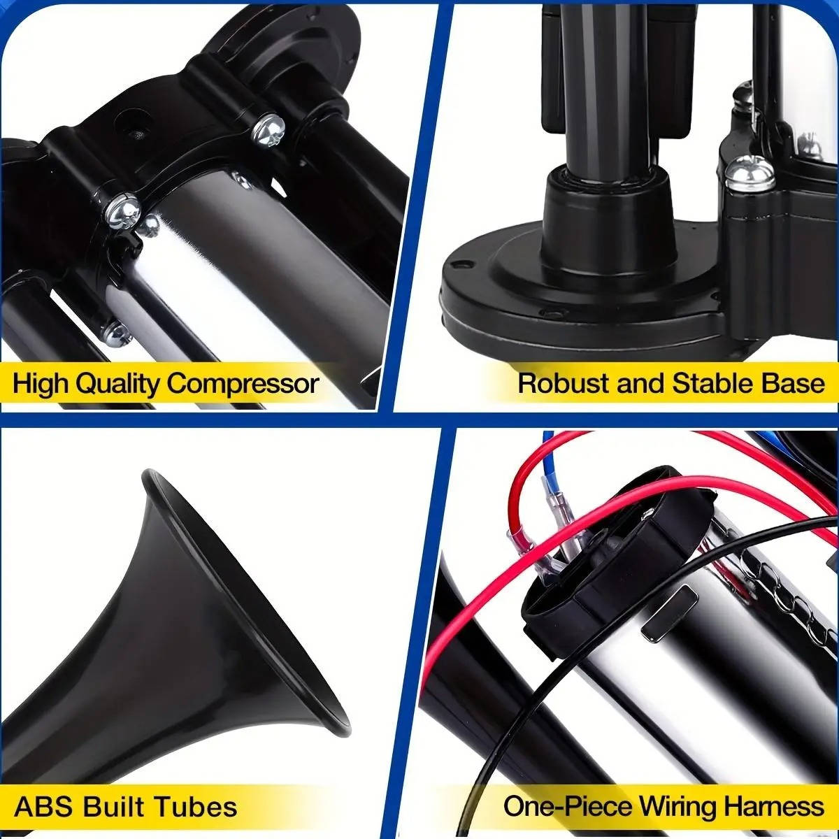 12V Dual Air Horn Kit 600DB, Loud Compressor Horn for Trucks Boats Emergency Alert