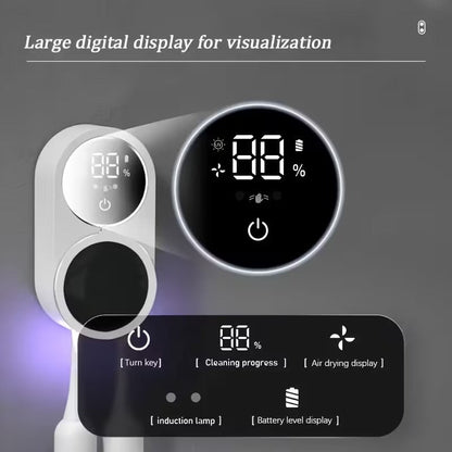 Wall Mount Toothbrush Sterilizer with Touchless Sensor and Automatic Air Dry, Multi-Compartment for Electric and Manual Brushes