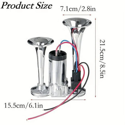 12V Dual Air Horn Kit 600DB, Loud Compressor Horn for Trucks Boats Emergency Alert