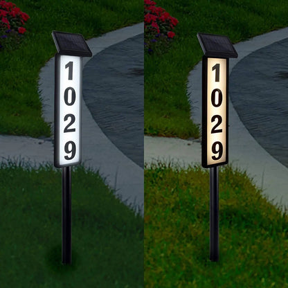 Solar Powered Address Stake LED, Wireless Lighted House Number Sign Customizable Outdoor