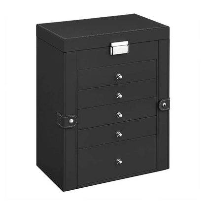 Large Jewelry Box Organizer 6 Tier, Lockable Jewelry Storage Case with Drawers Mirror