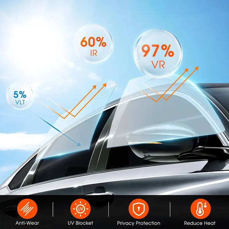 Uncut Roll Car Window Tint Film, Universal Windshield Sun Shade & Privacy Film, Anti Scratch UV Heat Blocking and Glare Protection Roll for Cars, SUVs & Trucks
