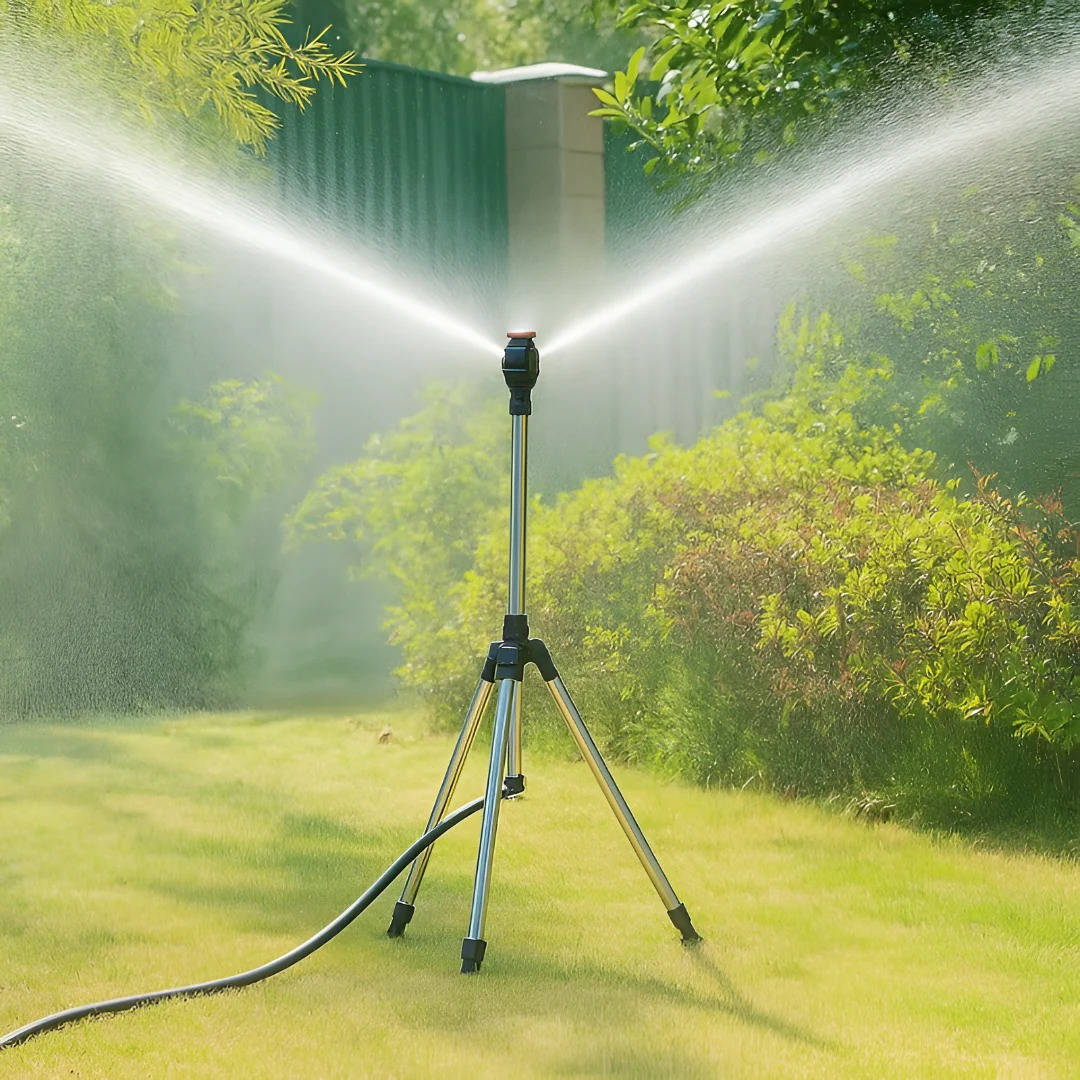 Garden Watering Tripod Sprayer Sprinkler, Heavy Duty Impact Lawn Sprinkler with Telescoping Metal Stand, Large Area Coverage Watering System for Yard and Agriculture