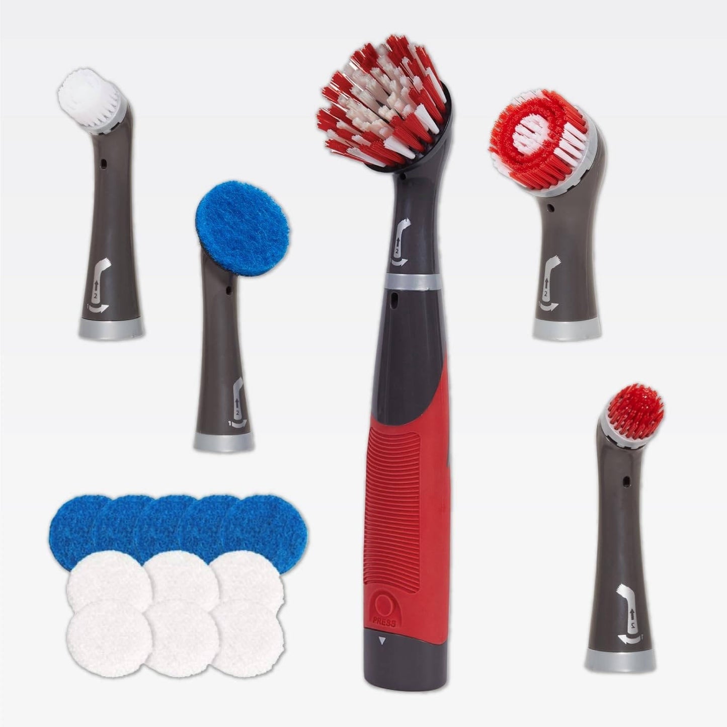 Cordless Oscillating Scrubber Brush with 8 Interchangeable Heads and 18-Piece Kit