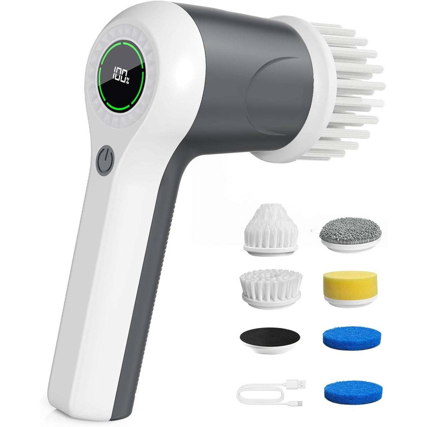 Cordless Spin Scrubber with Dual Speed Motor and 6 Brush Heads, IPX7 Waterproof