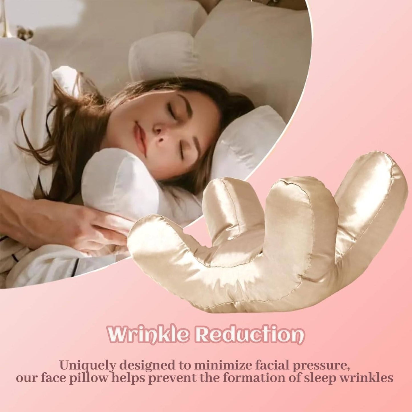 Beauty Pillow with Silk Satin Pillowcase, Soft Face Massage Sleeping Pillow for Comfort