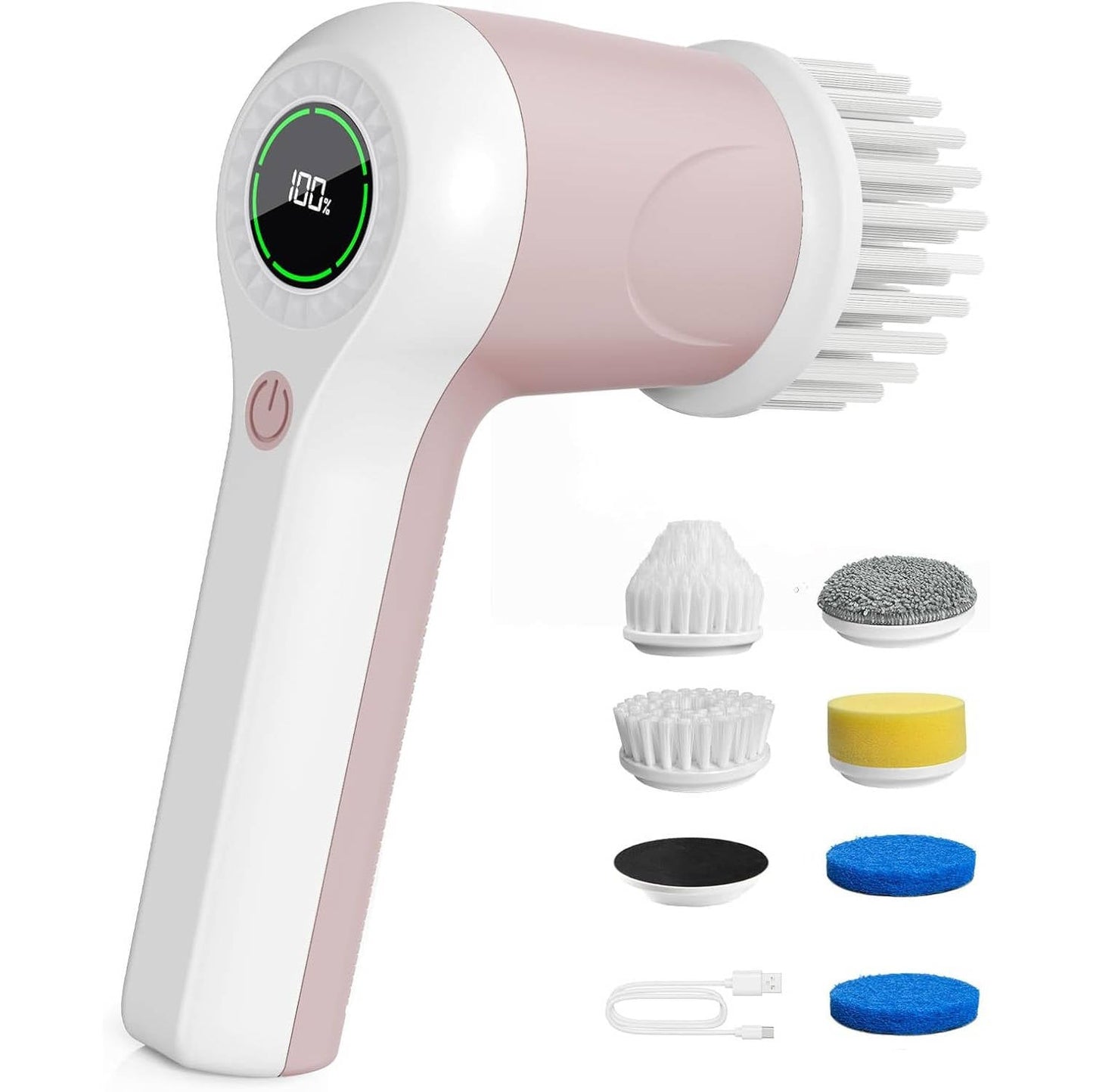 Cordless Spin Scrubber with Dual Speed Motor and 6 Brush Heads, IPX7 Waterproof