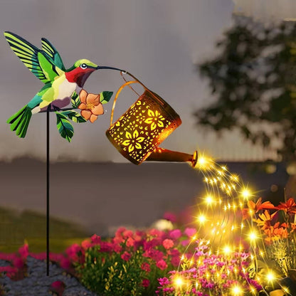 Solar Hummingbird Lantern Outdoor, Floral Design Garden Light Waterproof Yard Decor