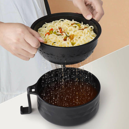 6PC Microwave Ramen Bowl Set with Lid and Handle, Instant Ramen Noodle Cooker and Soup Bowl, Portable Microwaveable Dorm Room & College Essentials Tableware