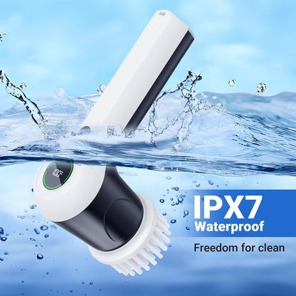 Cordless Spin Scrubber with Dual Speed Motor and 6 Brush Heads, IPX7 Waterproof
