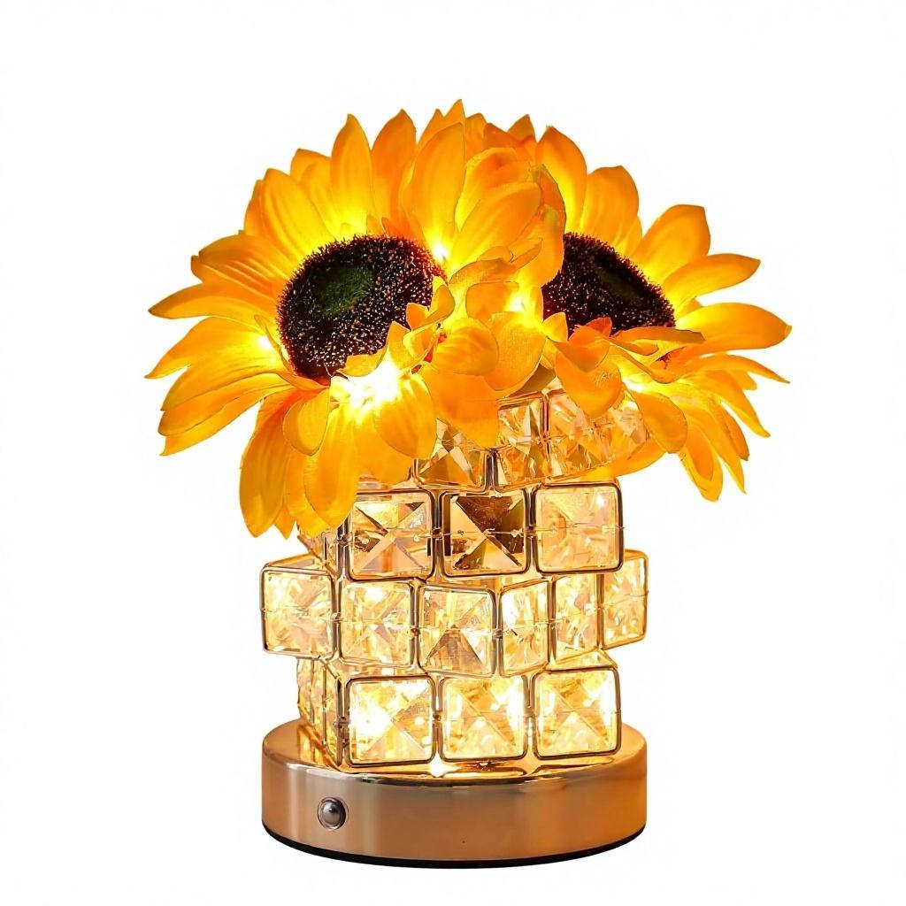 Sunflower LED Touch Lamp Rechargeable, Cordless Dimmable Night Light Home Decor Gift