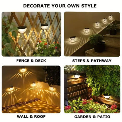 4 Pack Solar LED Wall Lights Outdoor, Waterproof Fence Door Garden Yard Lighting