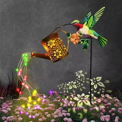 Solar Hummingbird Lantern Outdoor, Floral Design Garden Light Waterproof Yard Decor