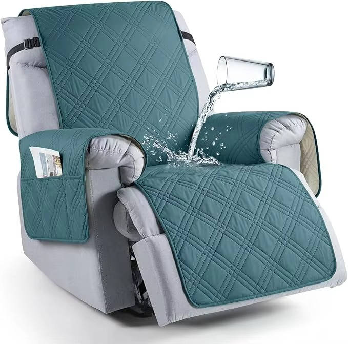 Recliner Seat Cover with Waterproof TPU Coating and Storage Pockets, Machine Washable