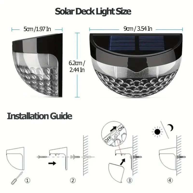 4 Pack Solar LED Wall Lights Outdoor, Waterproof Fence Door Garden Yard Lighting