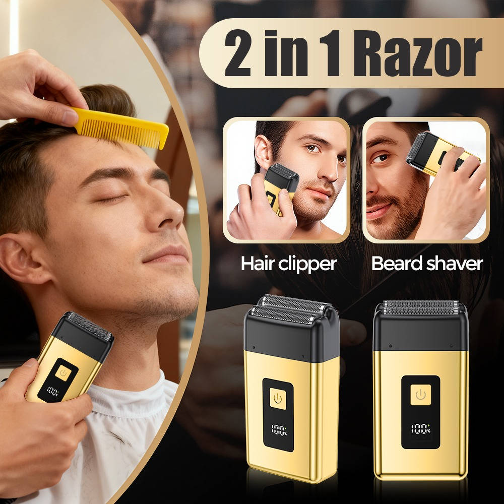 Professional Gold Hair Clipper Trimmer Kit for Men, 3 Piece USB Rechargeable Barber Set