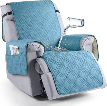 Recliner Seat Cover with Waterproof TPU Coating and Storage Pockets, Machine Washable