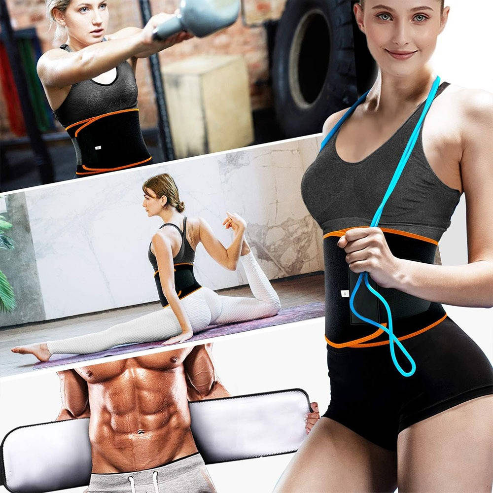 Unisex Sports Waist Trainer Sweat Belt, Sauna Fitness Support Exercise Waistband