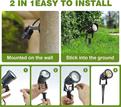 10 Pack LED Landscape Lights 12V 5W 3000K, Outdoor Garden Spotlights Waterproof IP65