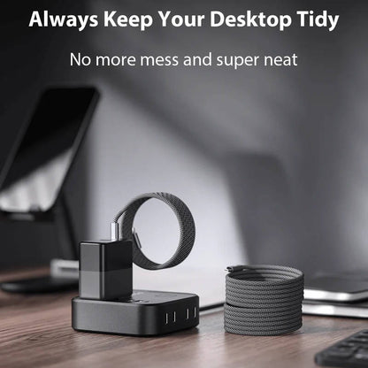 Self-Coiling Magnetic Charging Cable with Dual Tips and Data Sync, 3.3ft
