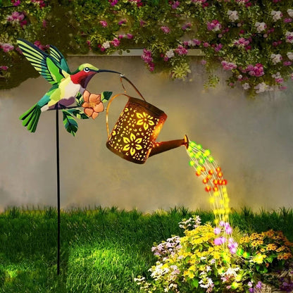 Solar Hummingbird Lantern Outdoor, Floral Design Garden Light Waterproof Yard Decor