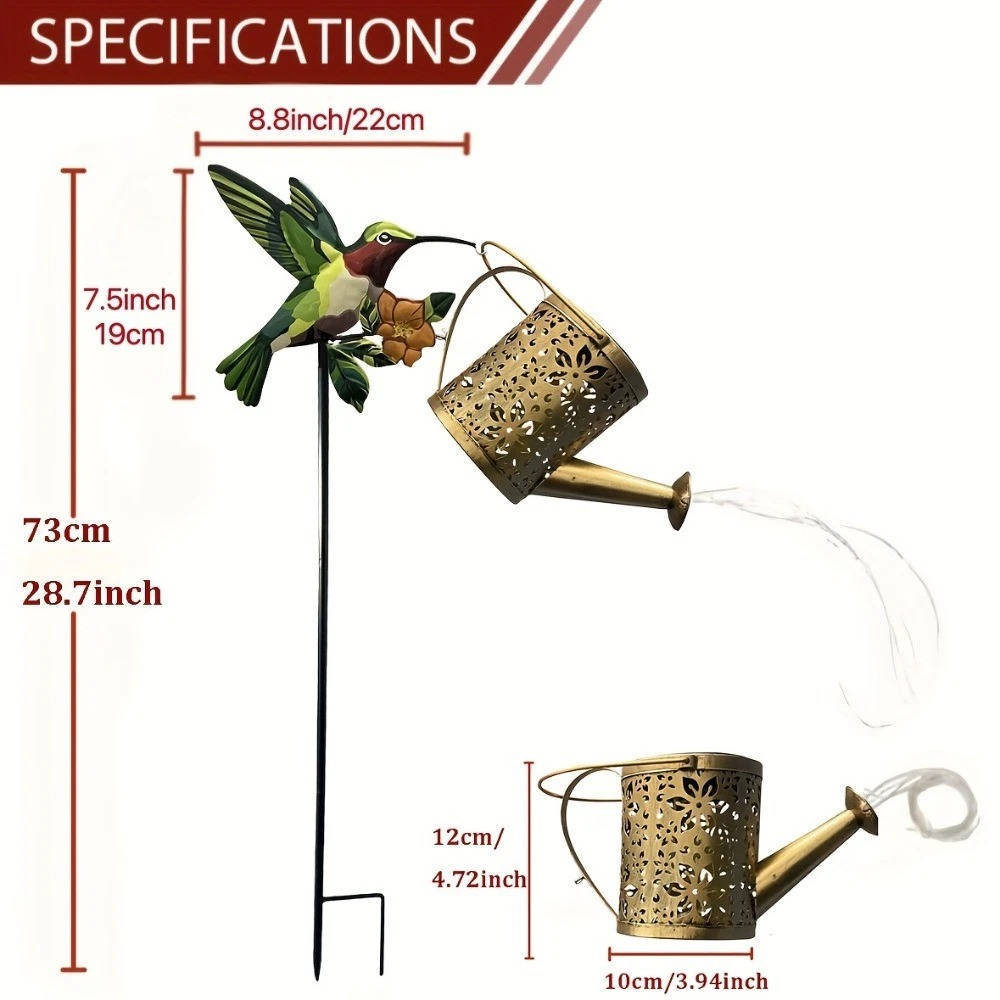 Solar Hummingbird Lantern Outdoor, Floral Design Garden Light Waterproof Yard Decor
