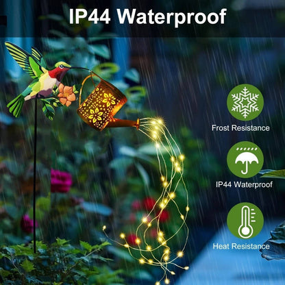 Solar Hummingbird Lantern Outdoor, Floral Design Garden Light Waterproof Yard Decor