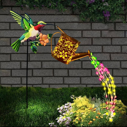 Solar Hummingbird Lantern Outdoor, Floral Design Garden Light Waterproof Yard Decor