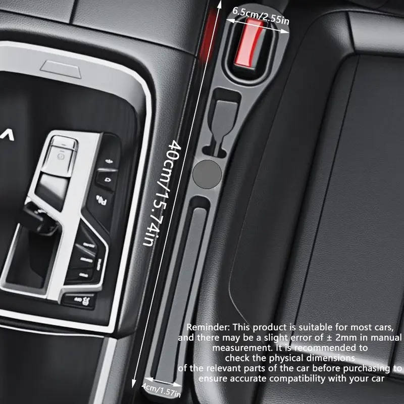 Car Seat Side Gap Filler and PU Leather Storage Strip, Universal Console Organizer for Phone, Keys & Tickets, Premium Interior Auto Stowing and Tidying Accessories