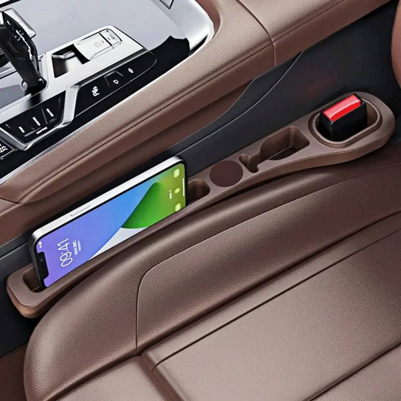 Car Seat Side Gap Filler and PU Leather Storage Strip, Universal Console Organizer for Phone, Keys & Tickets, Premium Interior Auto Stowing and Tidying Accessories