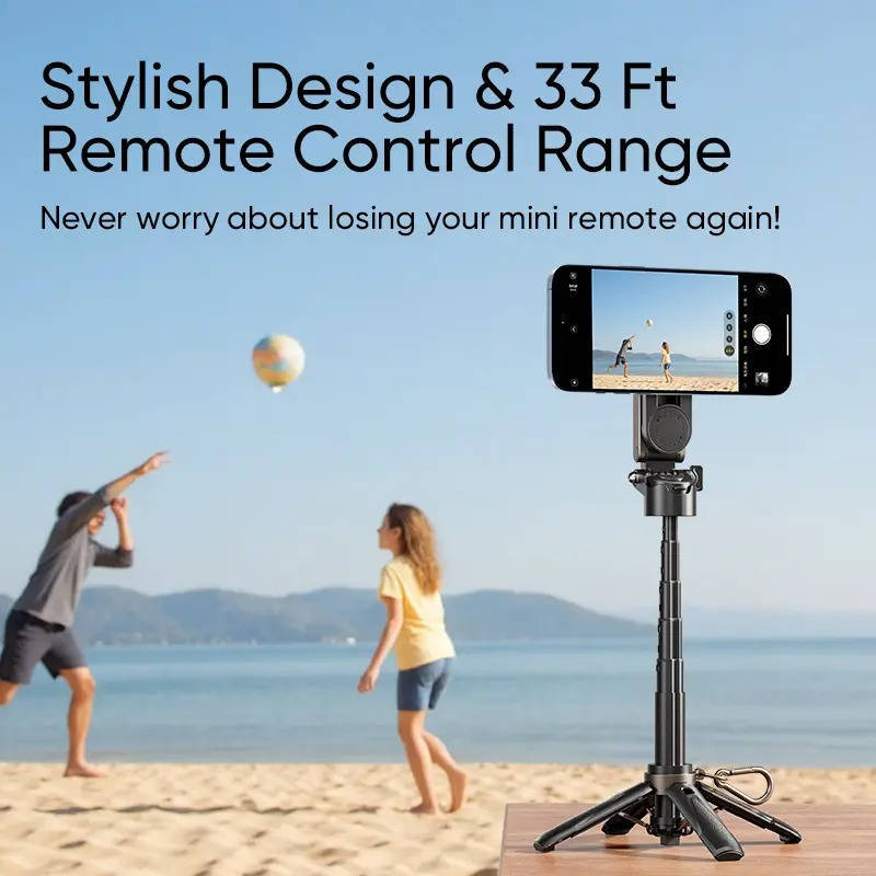Selfie Stick with Fill Light Portable Tripod, Pocket Size Wireless Remote Phone Stand