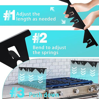 Retractable Stove Gap Cover with Stainless Steel Construction and Spring Adjustment