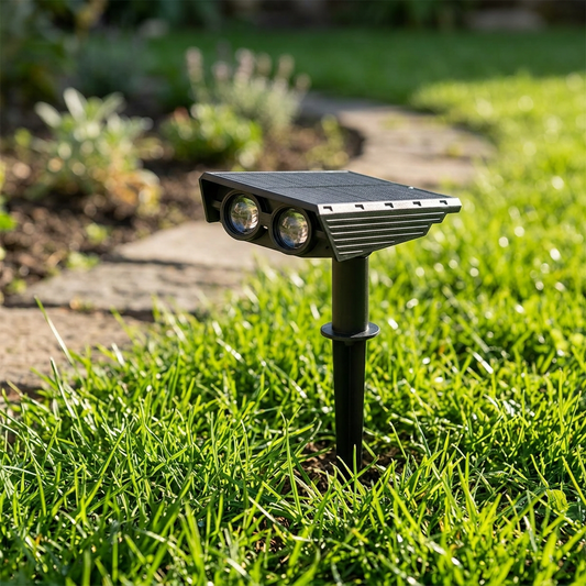 Solar Spotlight with Adjustable Zoom Lens and RGB Color Modes, IP65 Waterproof