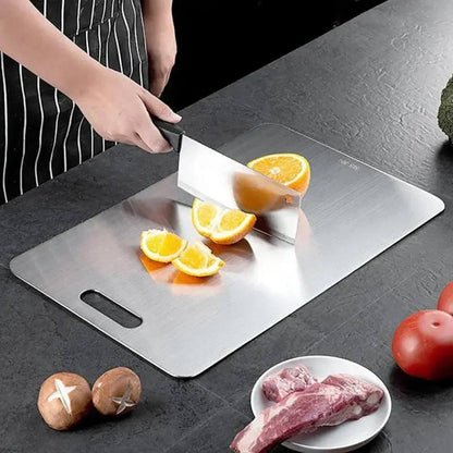 Stainless Steel Cutting Board with Integrated Handle and Non-Porous Surface