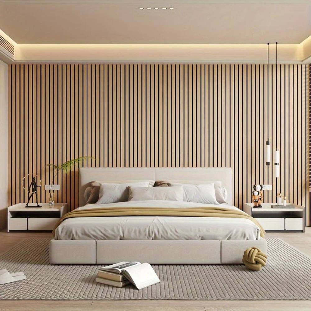 3D PVC Wall Panels with Wood Grain Texture and Self-Adhesive Backing