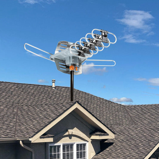 Motorized Outdoor TV Antenna with 360 Motor and Wireless Remote, UHF/VHF