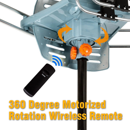Motorized Outdoor TV Antenna with 360 Motor and Wireless Remote, UHF/VHF