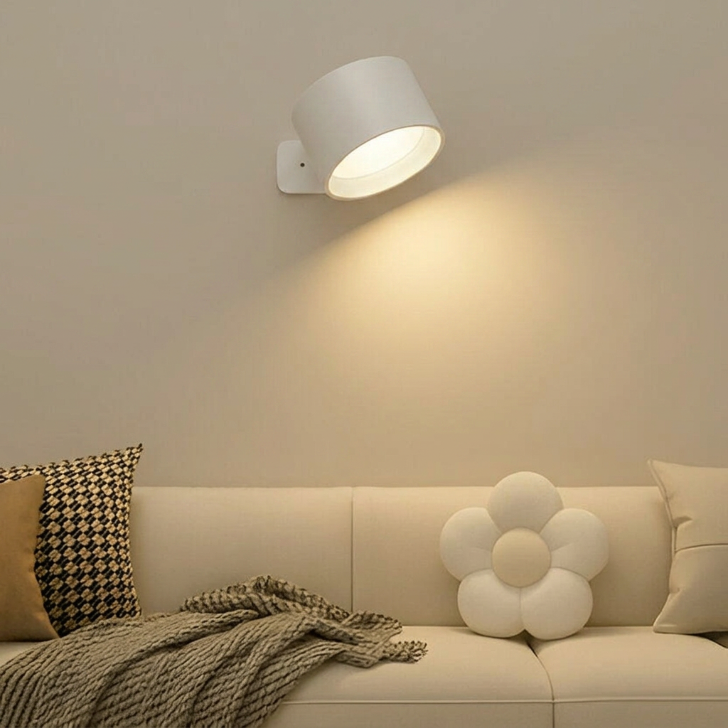 Adjustable Wall Light with Magnetic Rotation and Dimmable LED, 3 Color Temperatures