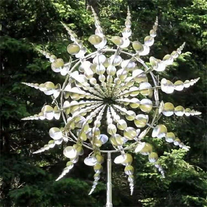 Metal Wind Spinner with 18 Rotating Blades and Ball Bearing Mechanism, 39in Height