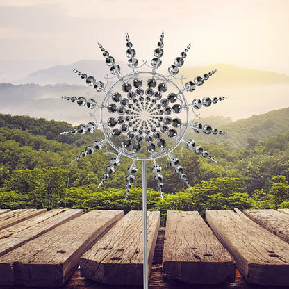 Metal Wind Spinner with 18 Rotating Blades and Ball Bearing Mechanism, 39in Height