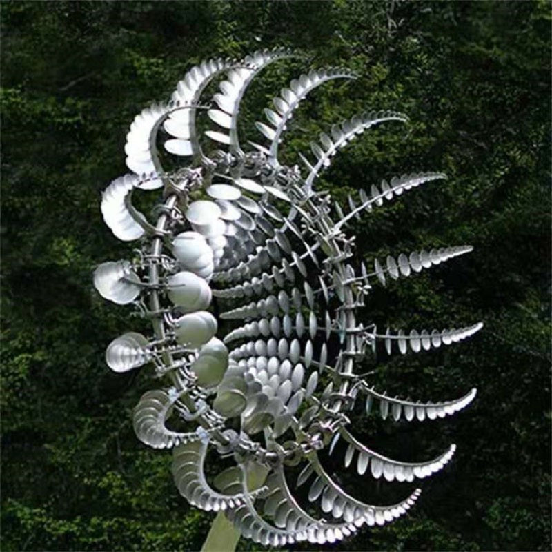 Metal Wind Spinner with 18 Rotating Blades and Ball Bearing Mechanism, 39in Height