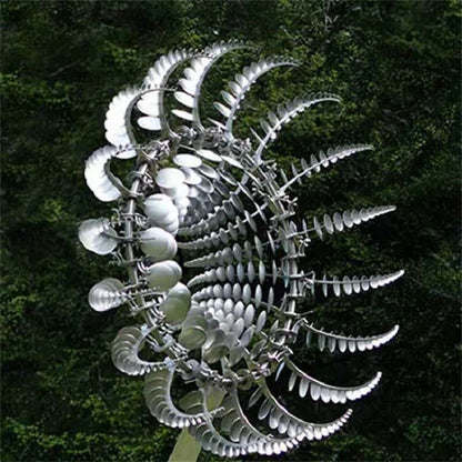 Metal Wind Spinner with 18 Rotating Blades and Ball Bearing Mechanism, 39in Height