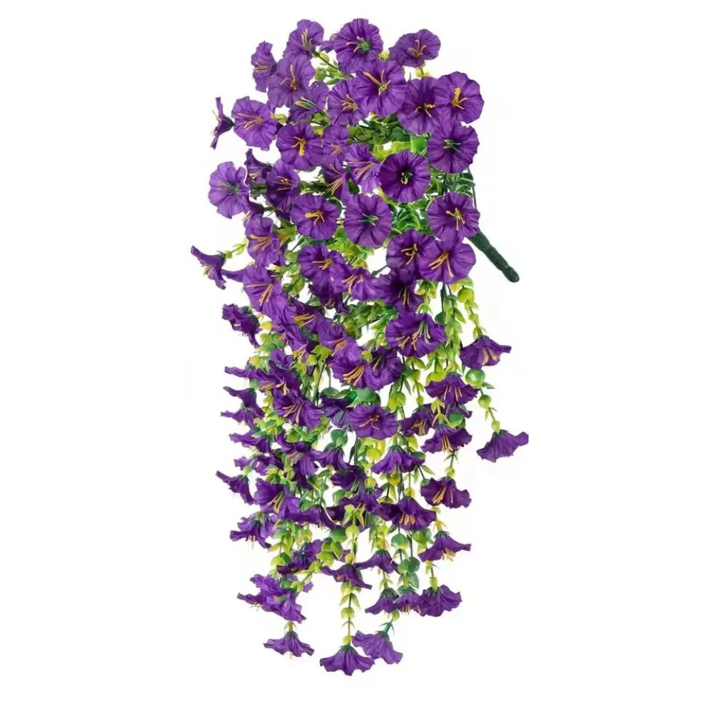 Artificial Morning Glory Vine with UV-Resistant Silk Flowers and Flexible Design, 75cm